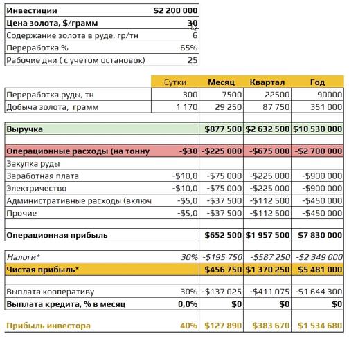 Услуга Финансовая Модель
