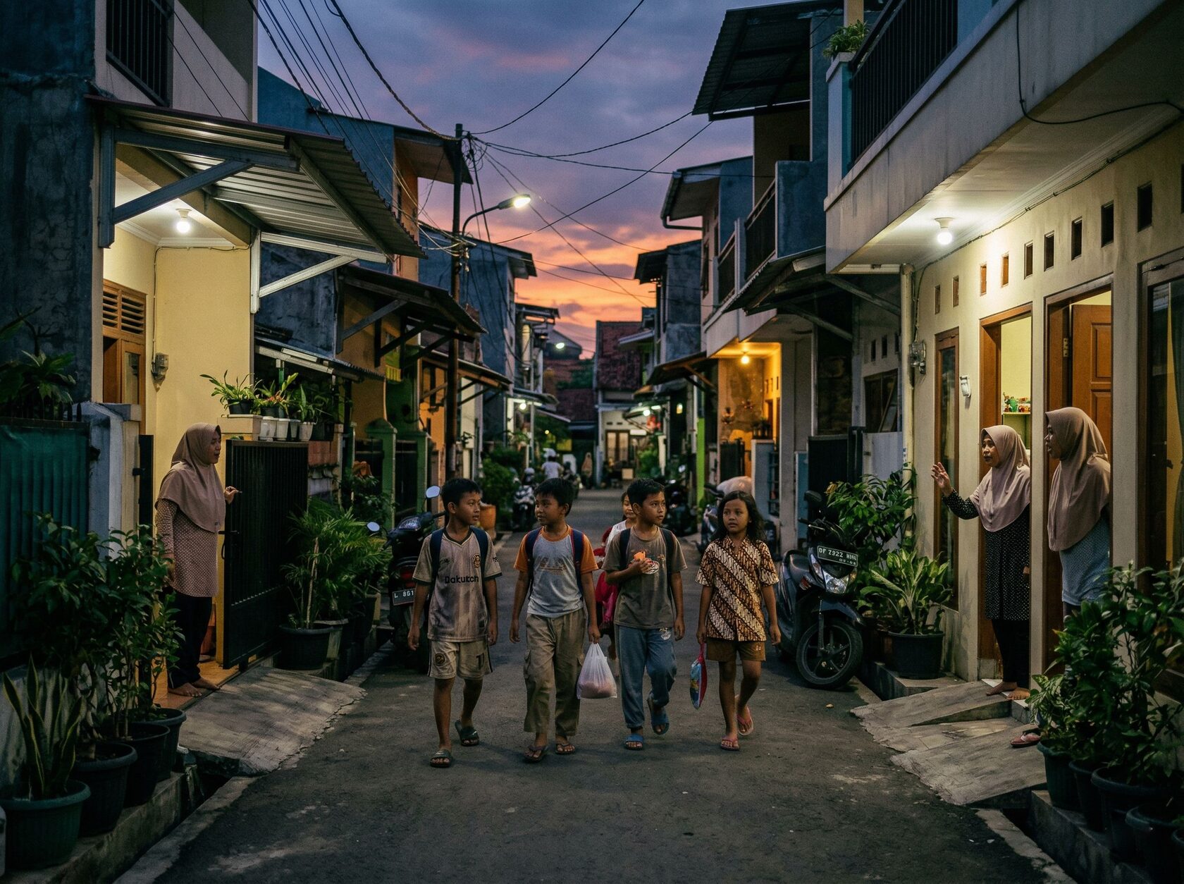 Anak-anak Indonesia pulang ke rumah saat magrib sebagai bagian dari budaya