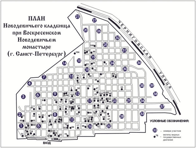 Хованское кладбище центральное карта