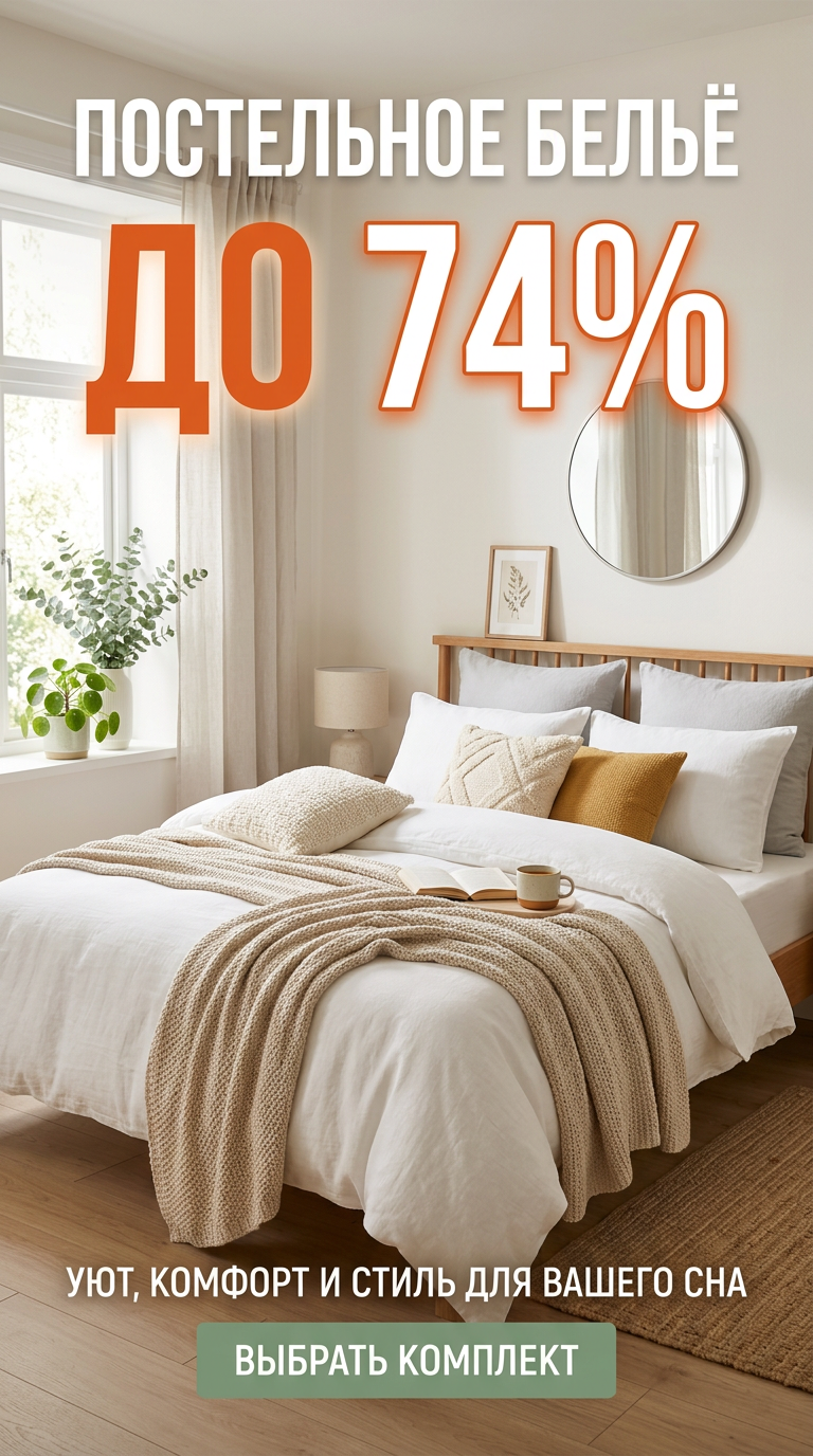 Постельное бельё до 74%