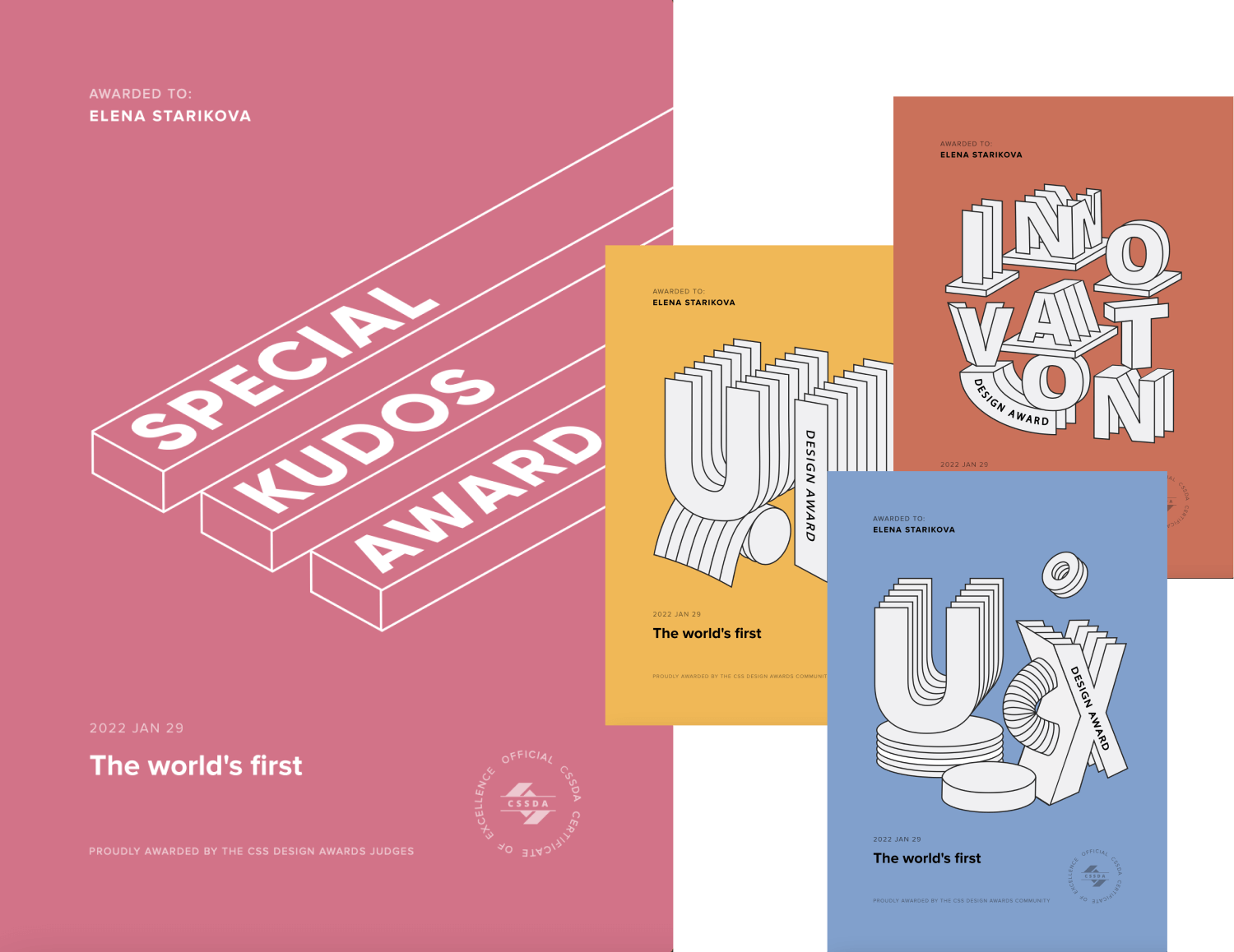 Награды фестивального сайта «Первые в мире» дизайнер Елена Старикова