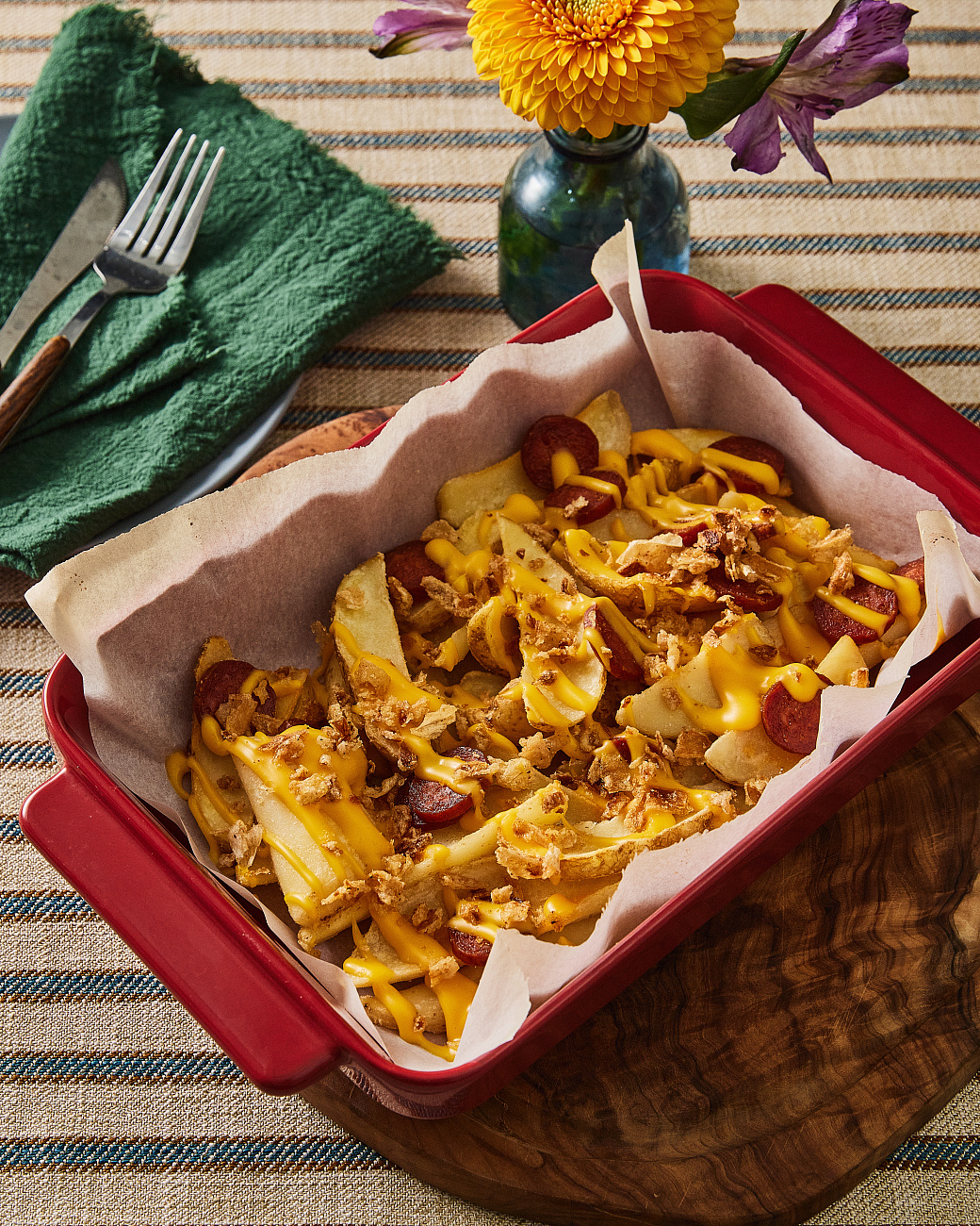 Рецепт дипперов фри с Чоризо под сырным соусом