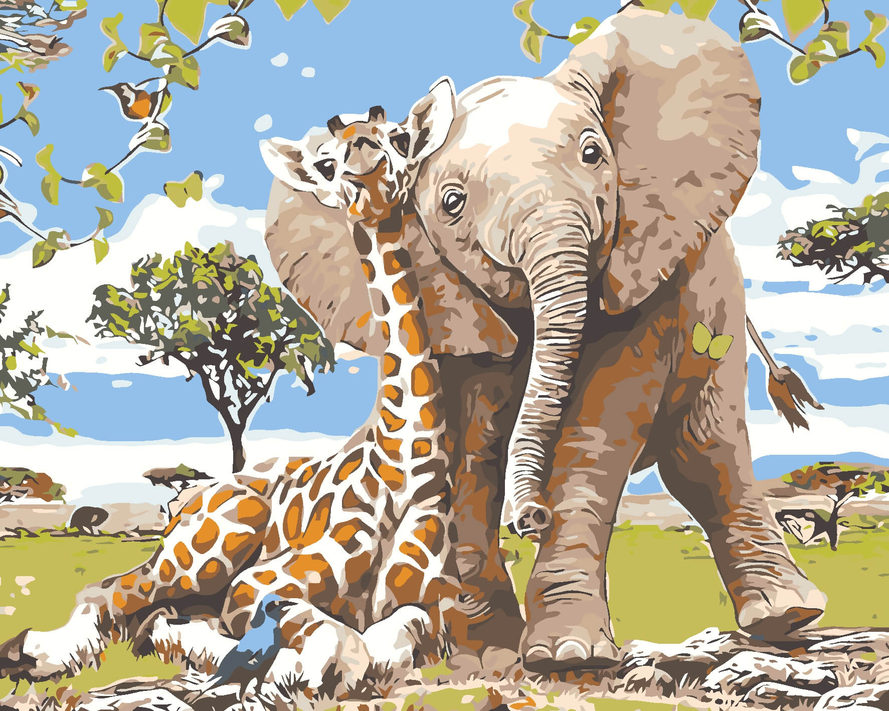 Картина по номерам Жираф и слоник № 1200 40х50см купить.