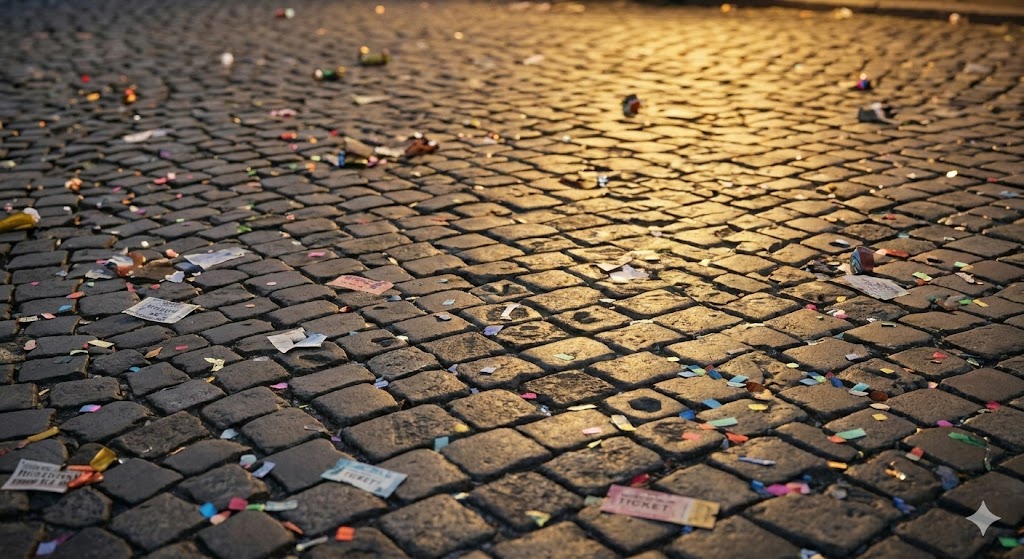 Праздничные улицы после концерта в честь Дня воссоединения. 