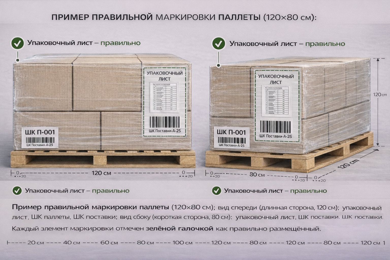 Пример правильной маркировки монопаллеты