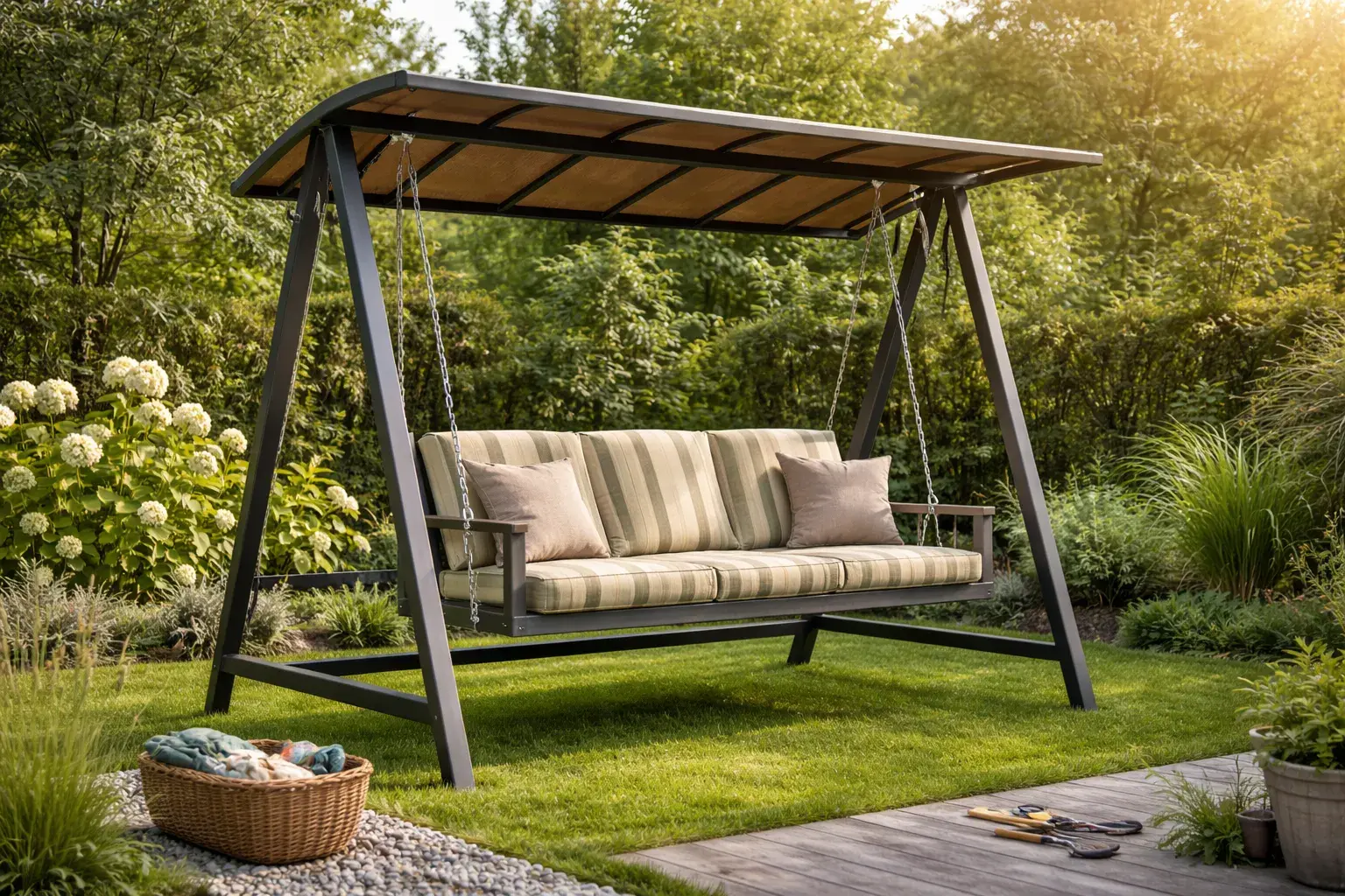 Садовые качели своими руками из металла