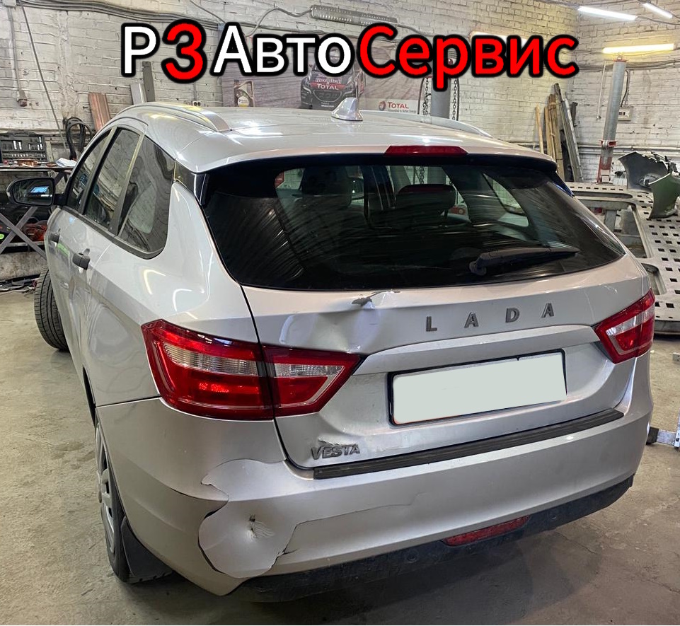 LADA Vesta 2021 г.в. Кузовной ремонт крышки багажника, ремонт бампера, окрас крышки багажника, окрас заднего бампера. Р3 Автосервис. 📍 Колпино, Рабочий пер. 3