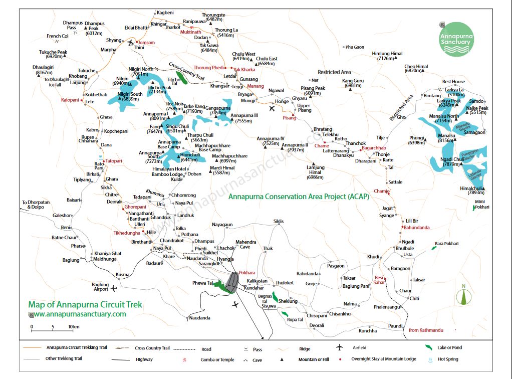 Трек вокруг аннапурны карта