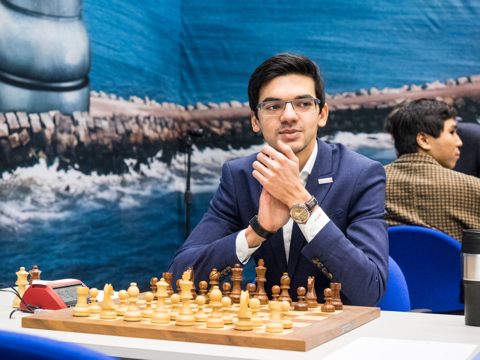 Chess Grandmaster Anish GIRI, Netherlands, NED, Portrait, Portrait,  Portrait, cropped single image, single motive, press conference in front of  the Sparkassen Chess-Meeting 2018 on 13.07.2018 in Dortmund Â