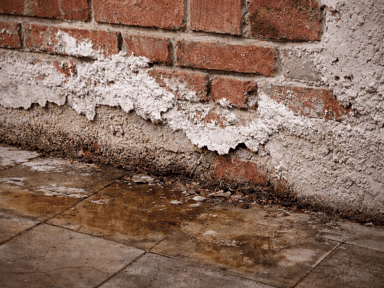 Высолы на внешней поверхности стены