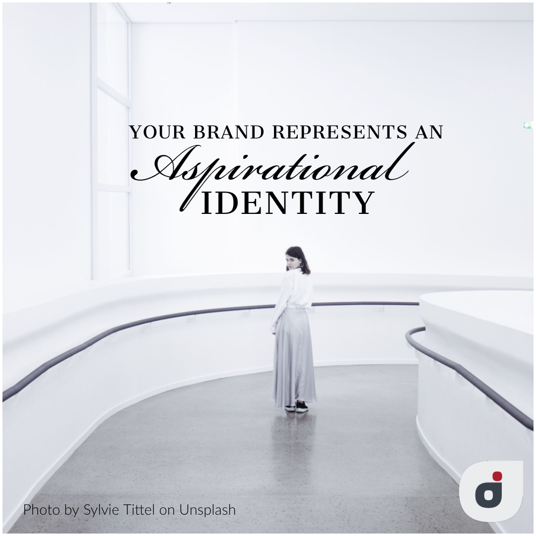 marketing strategy quote card about the aspirational identity of your brand