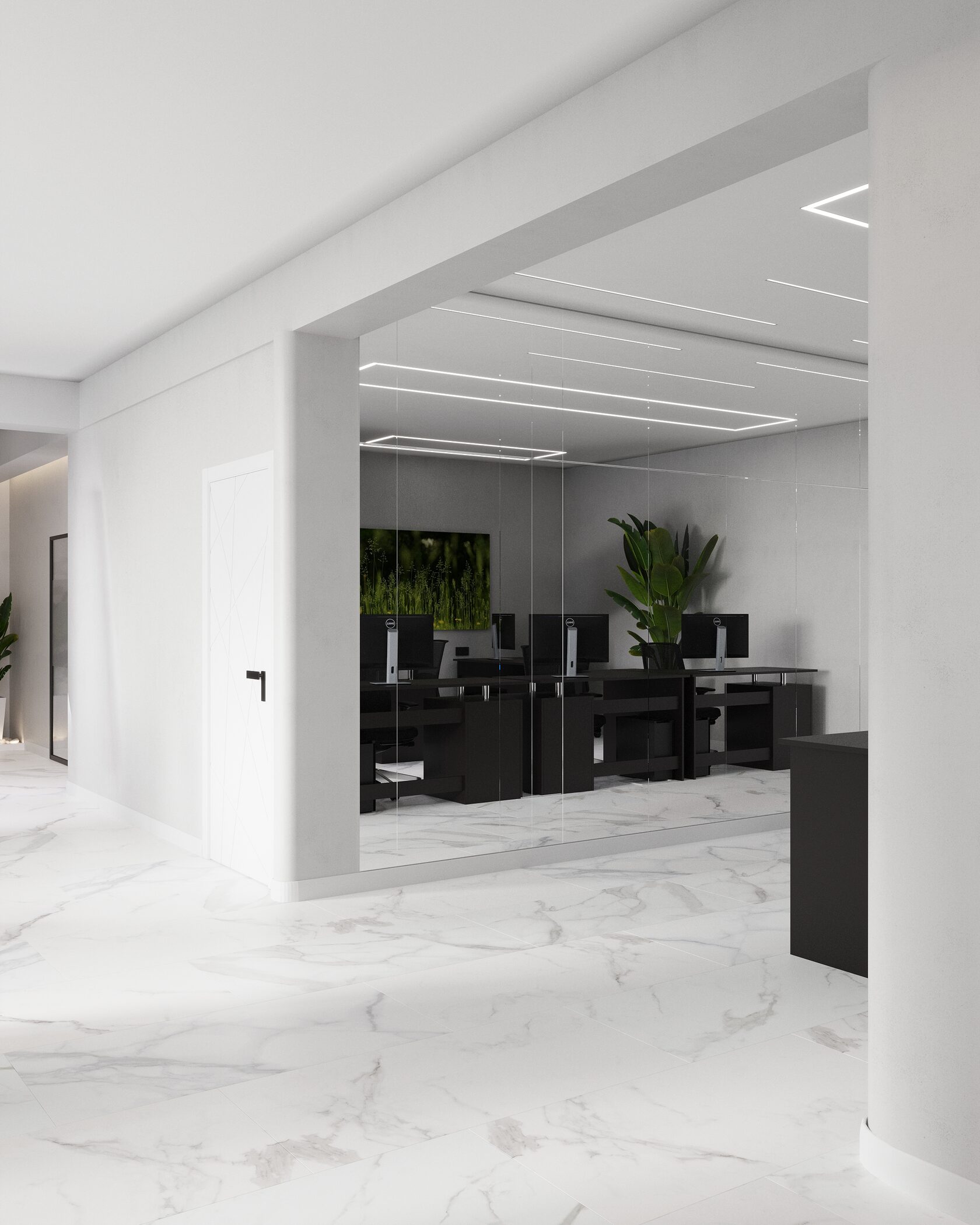 Зеркало в интерьере офиса