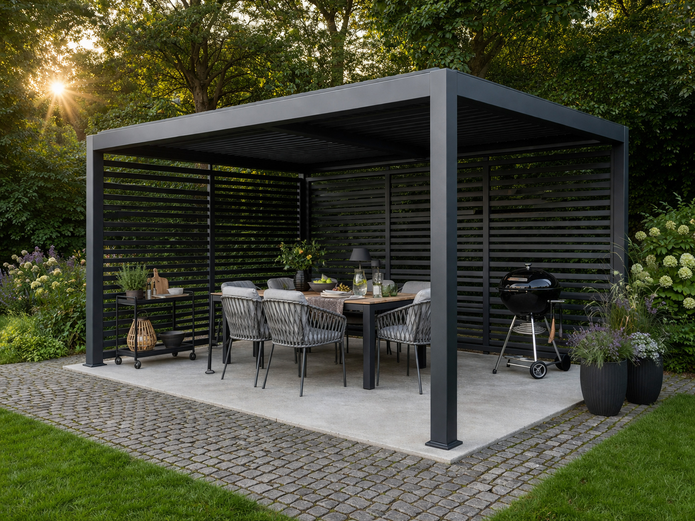 Беседка №2 (минимализм с горизонтальными экранами)