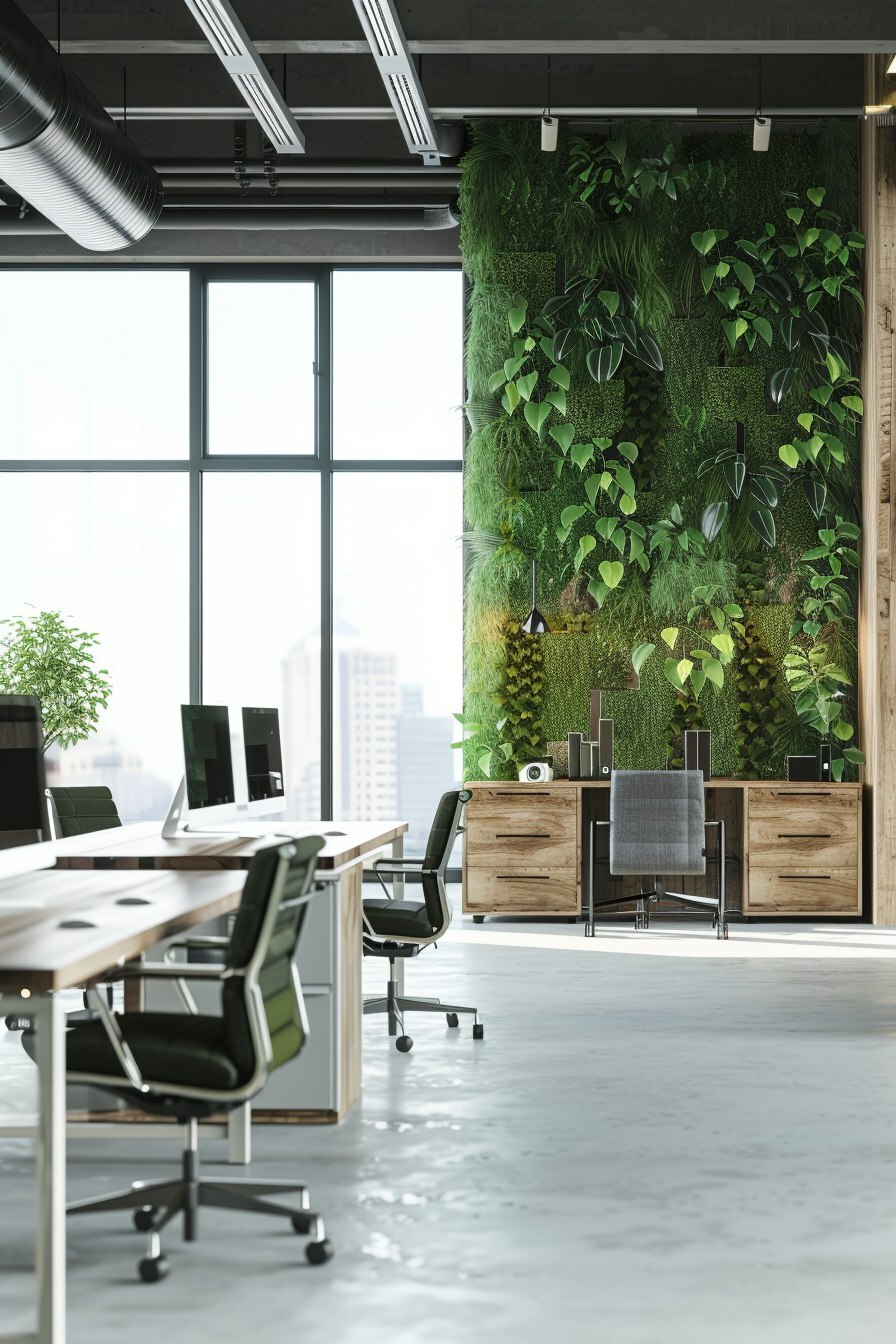 Стена в растениях в офисе