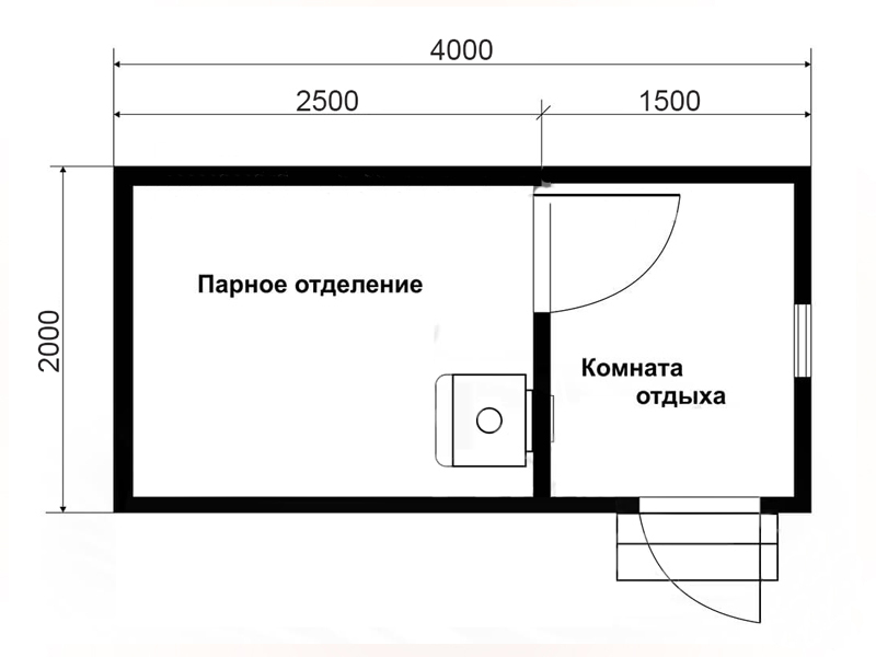 Проект каркасной бани 4 на 4 5