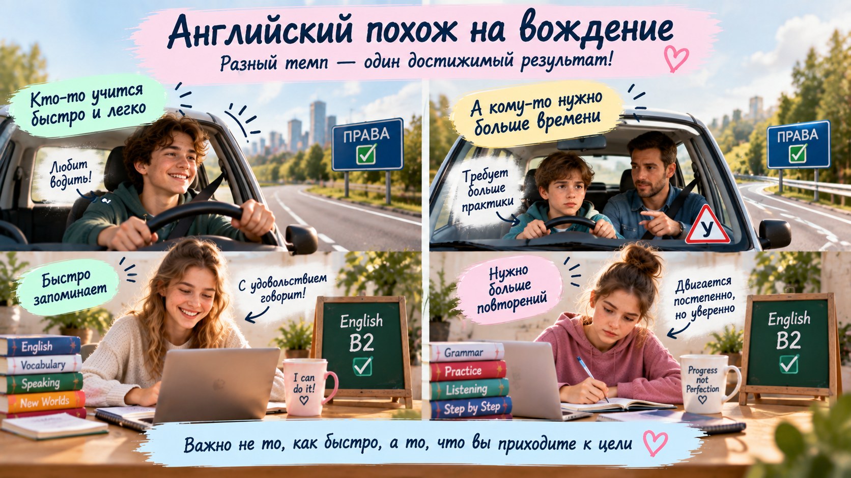 Английский похож на вождение — разный темп, достижимый результат