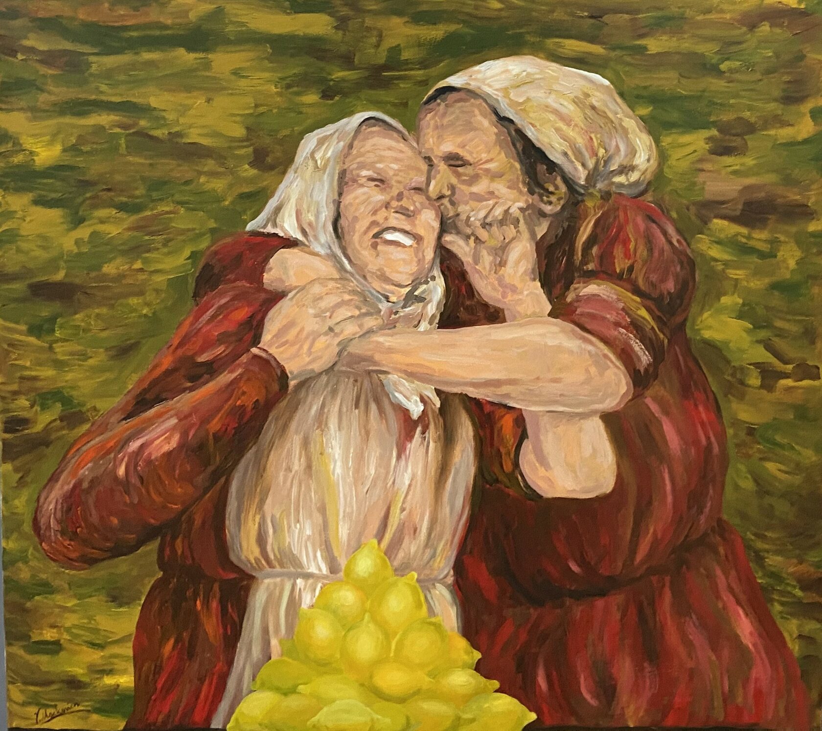 Рассказы старушня заподляк. Картина две бабки. Две бабушки картина. Бабушка картина. Рисунок на холсте для бабушки.
