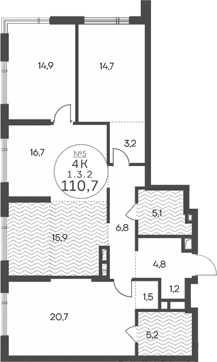 4-комн 110,7 м²