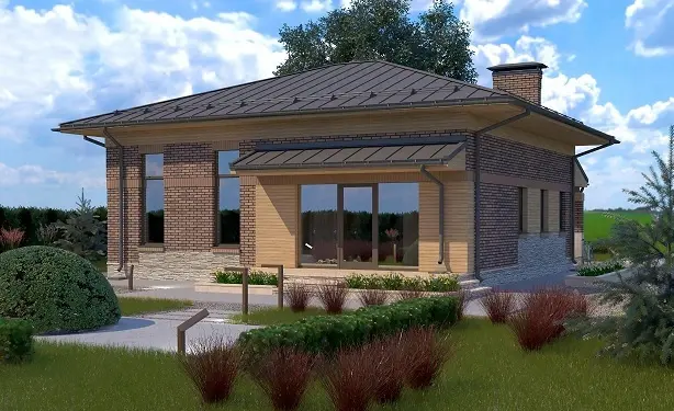 Проект красивого одноэтажного дома в стиле Райта (C-96): изображение 5