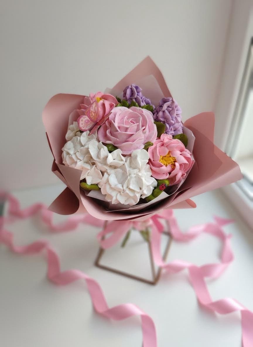 Букет из зефира в диаметре 15 см 2