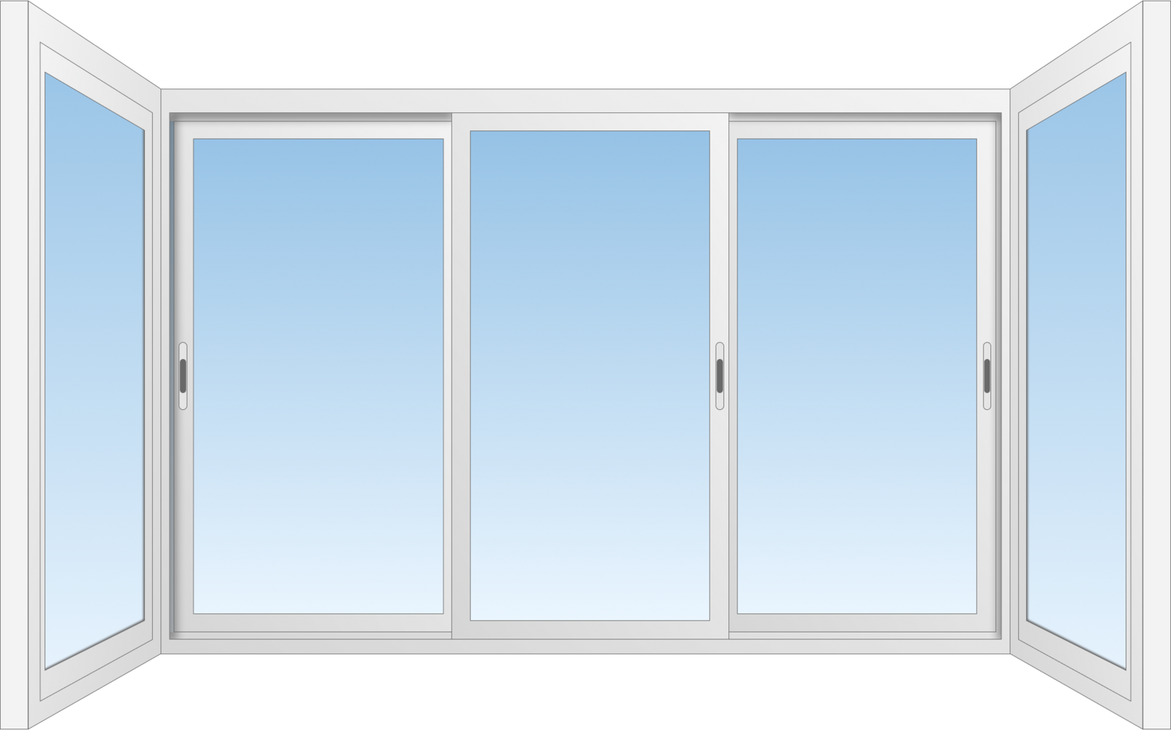 балконный блок с двумя створками и дверью
