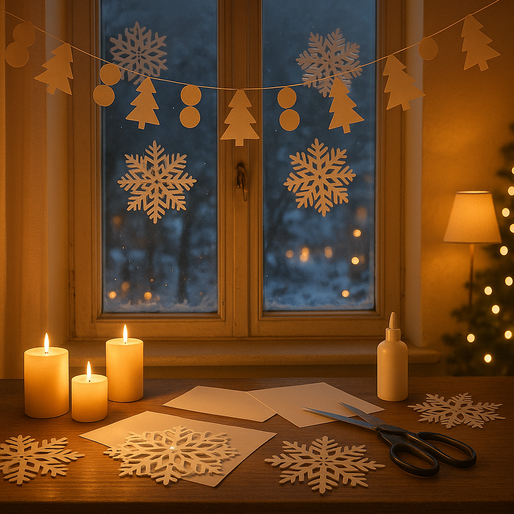 Бумажные снежинки и гирлянды на Новый год