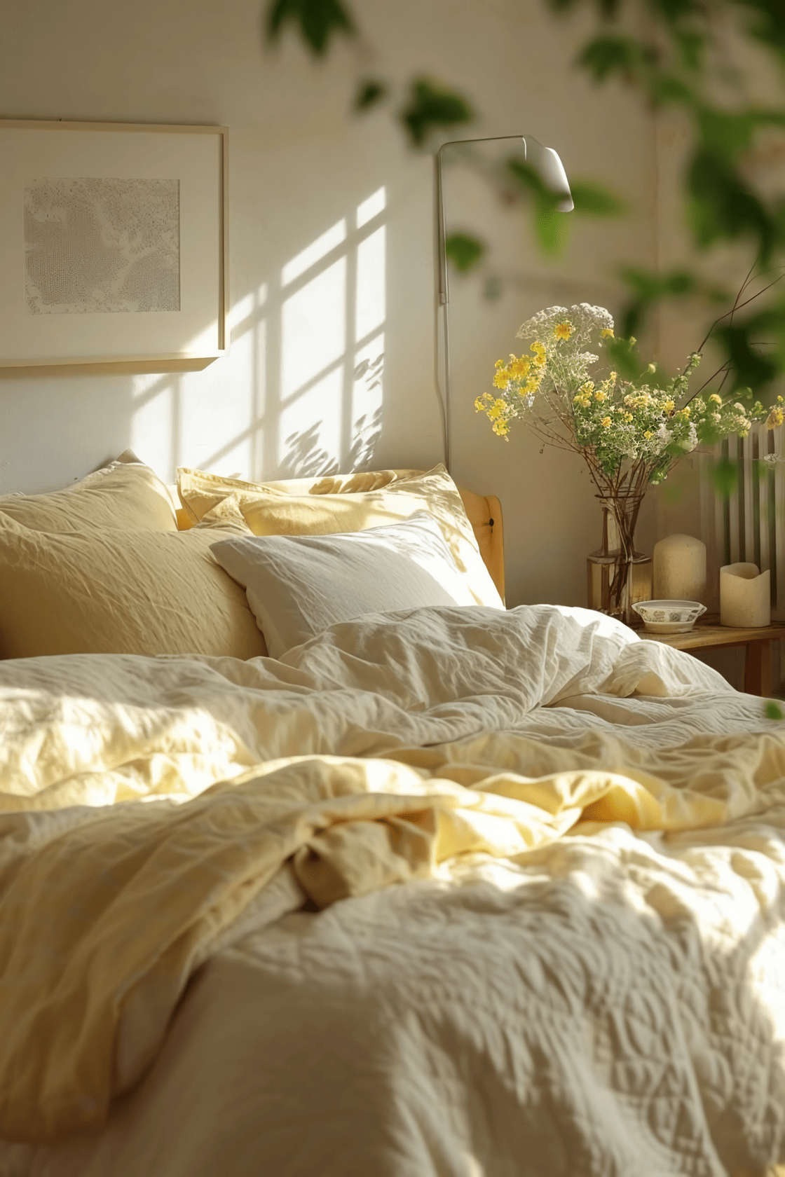 Желтые оттенки в интерьере спальни