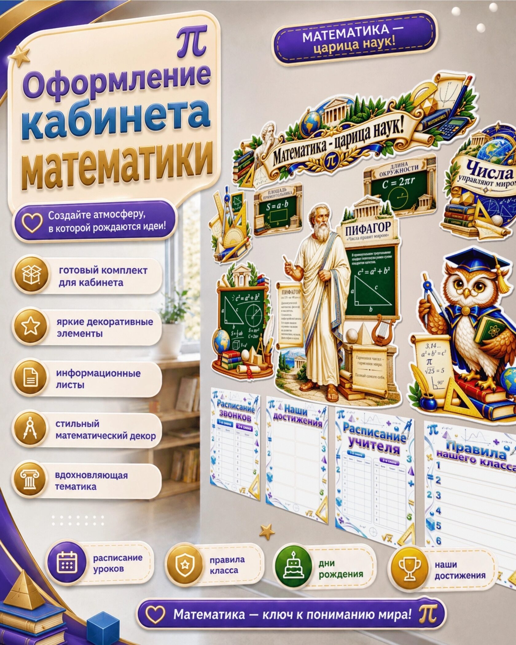 Оформление кабинета математики