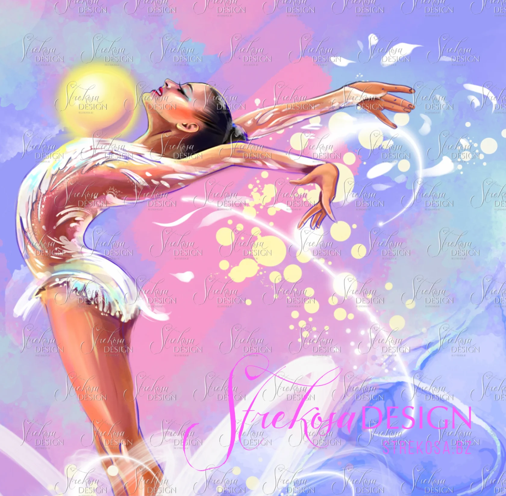 Watermarked Strekosa Design rhythmic gymnastics illustration preview used for image licensing and copyright terms
