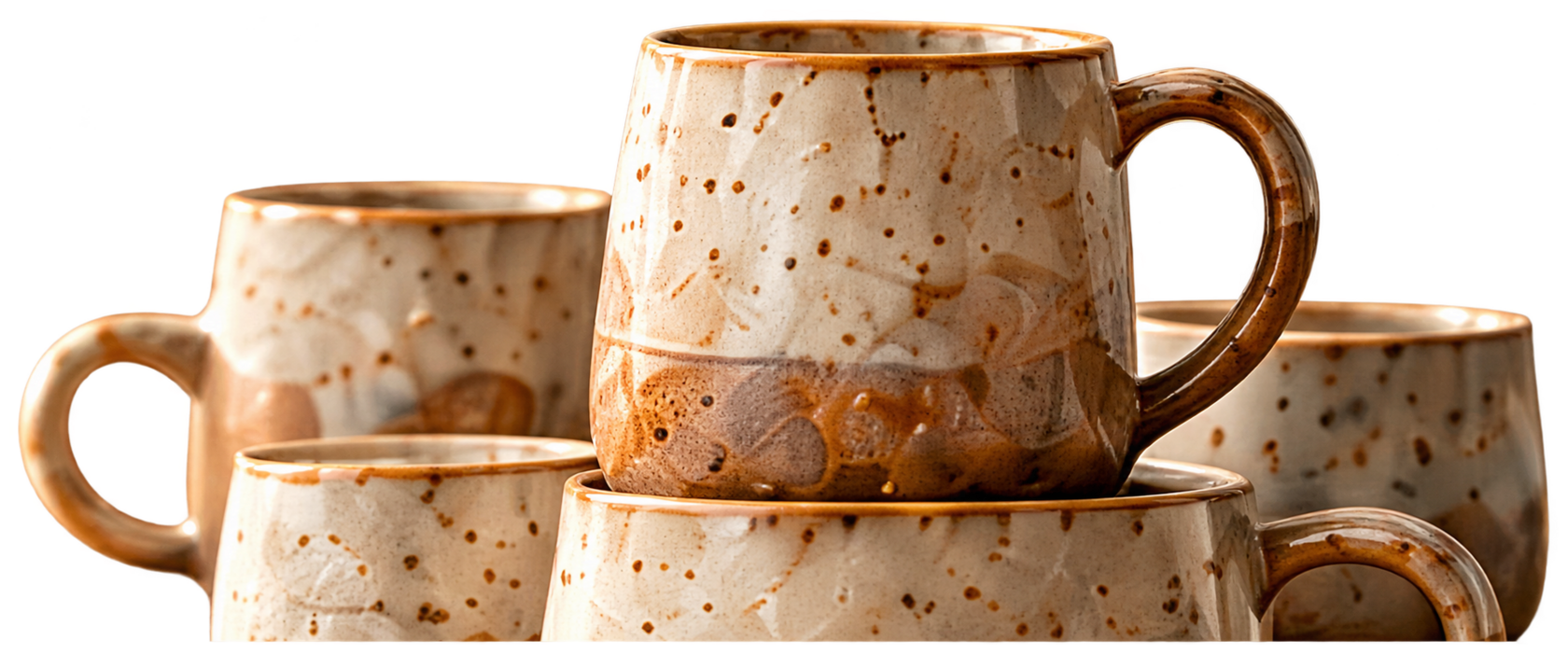 A group of handmade ceramic mugs