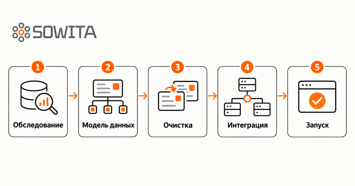 Этапы внедрения единого справочника: обследование, модель данных, очистка, интеграция и запуск
