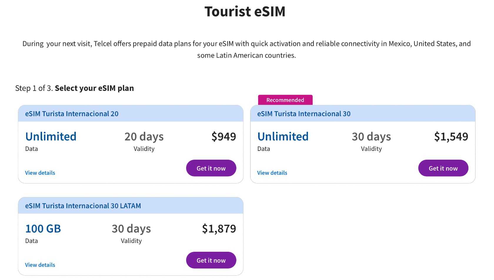 купить eSim онлайн на сайте Telcel