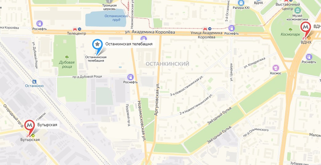 Карта останкино в москве