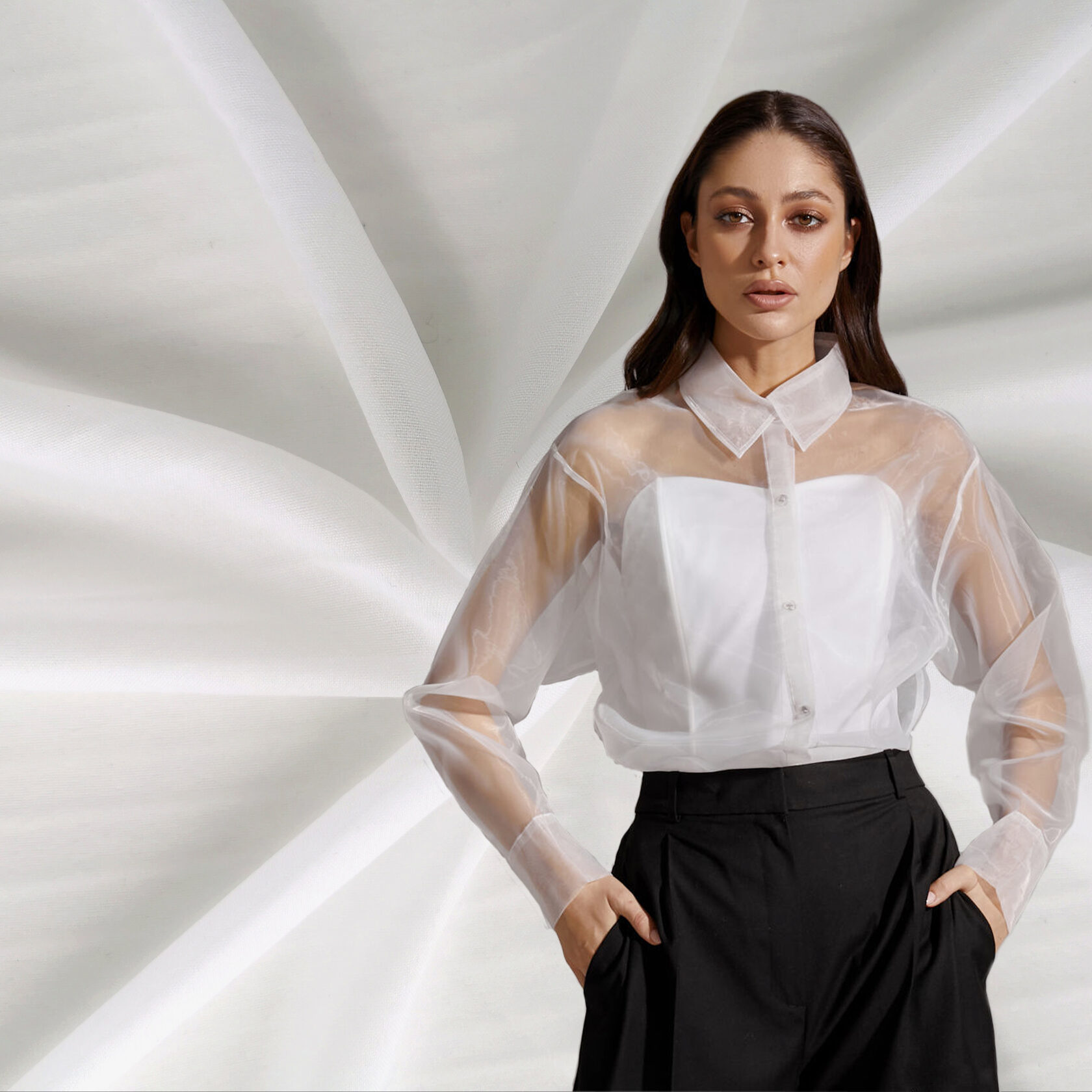 Дублерин эластичный Арт. DT-18-180, белый. Вес:15 г/м²