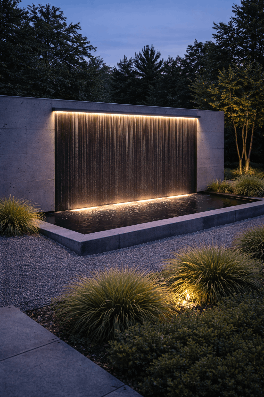 Минималистичный водяной экран в саду