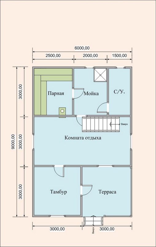 Проект бани 6х6 из бруса 1 этаж