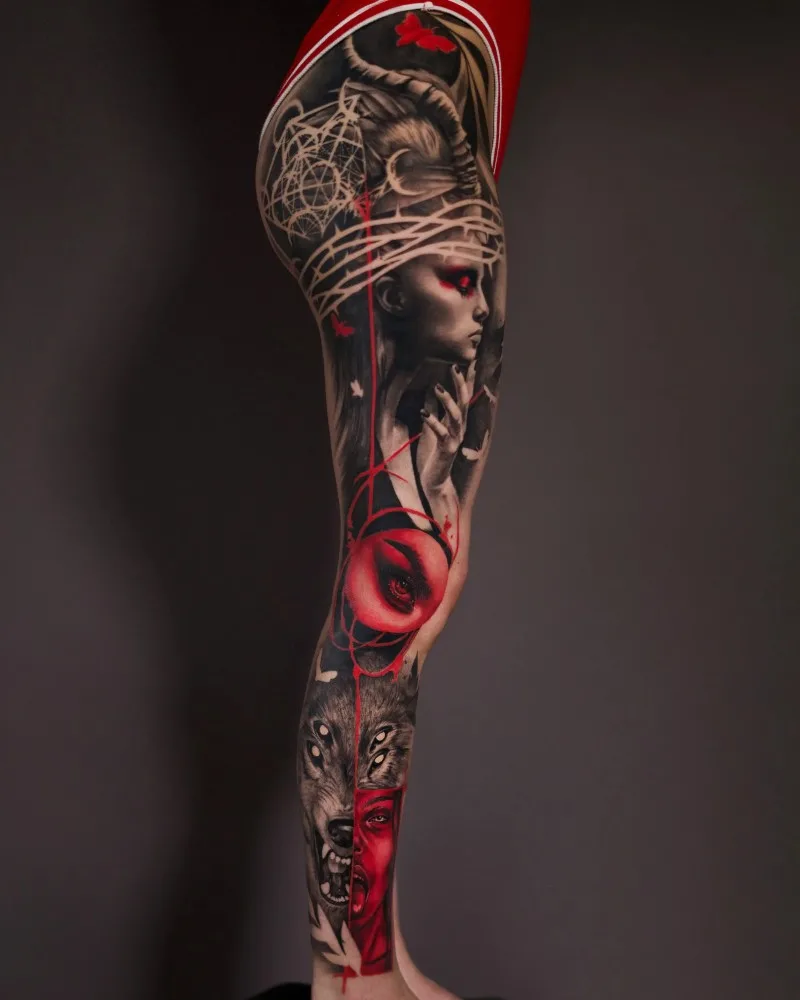 Leg piece demon wolf girl red black Rinat Mingazdinov