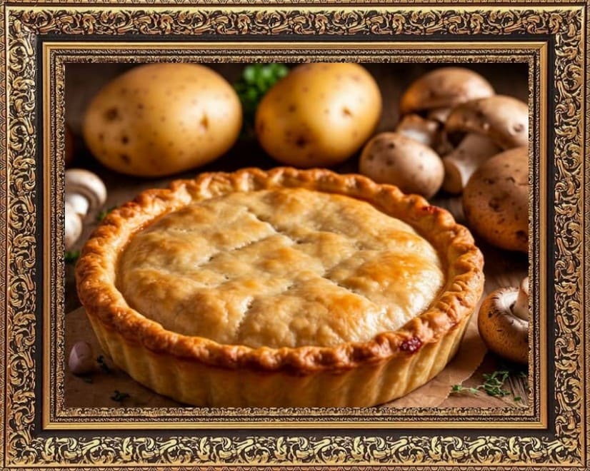 закрытый пирог с грибами и картошкой