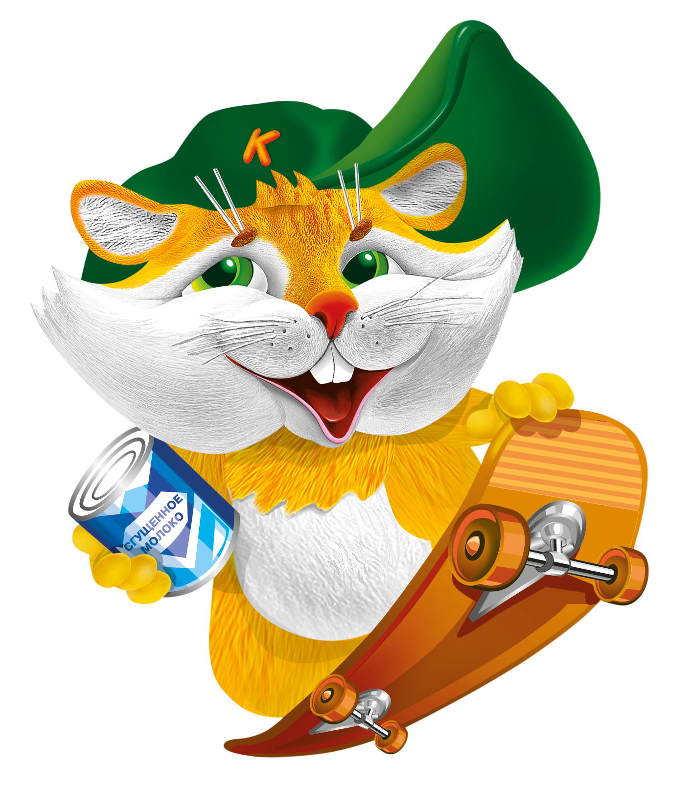 персонаж хомячок Рузик на скейте