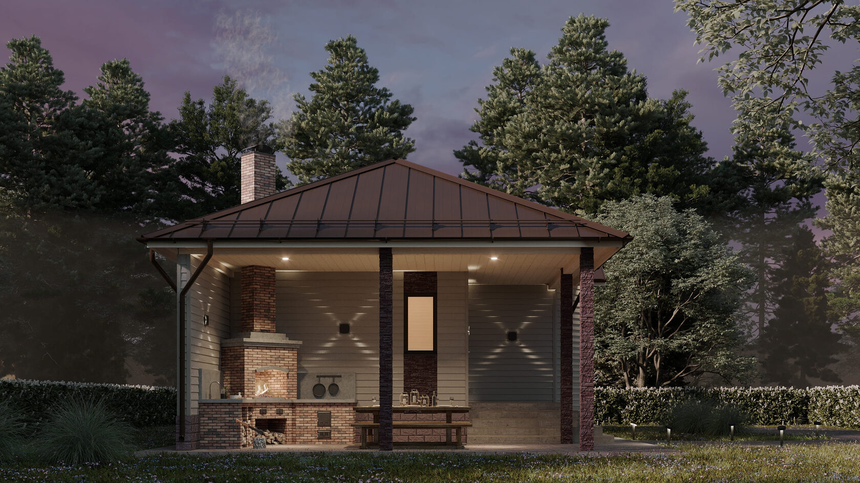 Просторная гостиная в каркасном доме