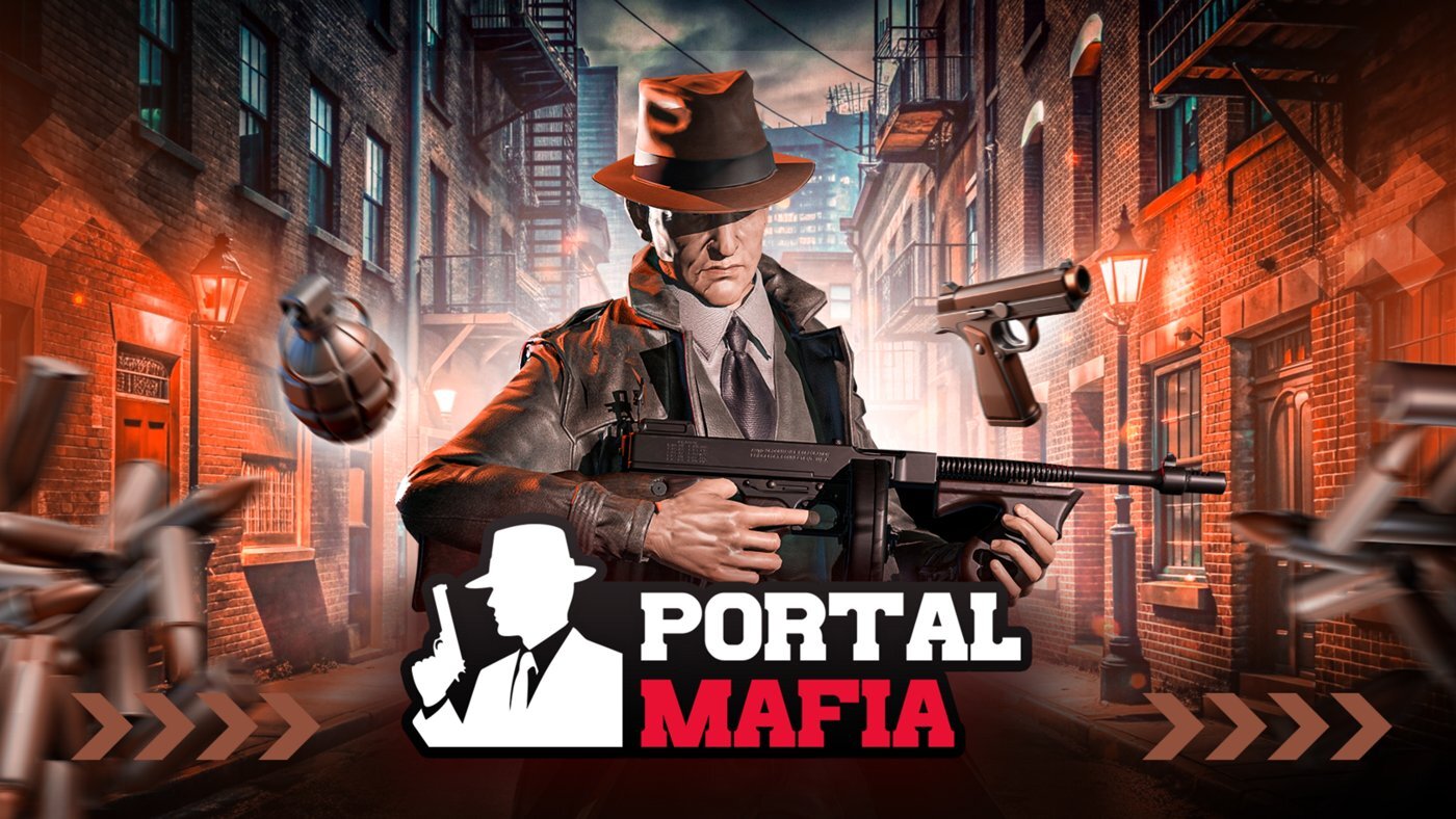 Обложка VR-игры Portal Mafia в гангстерской стилистике