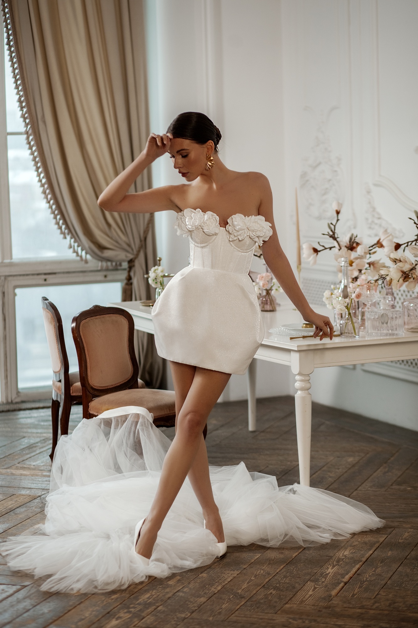 Свадебное платье мини на роспись