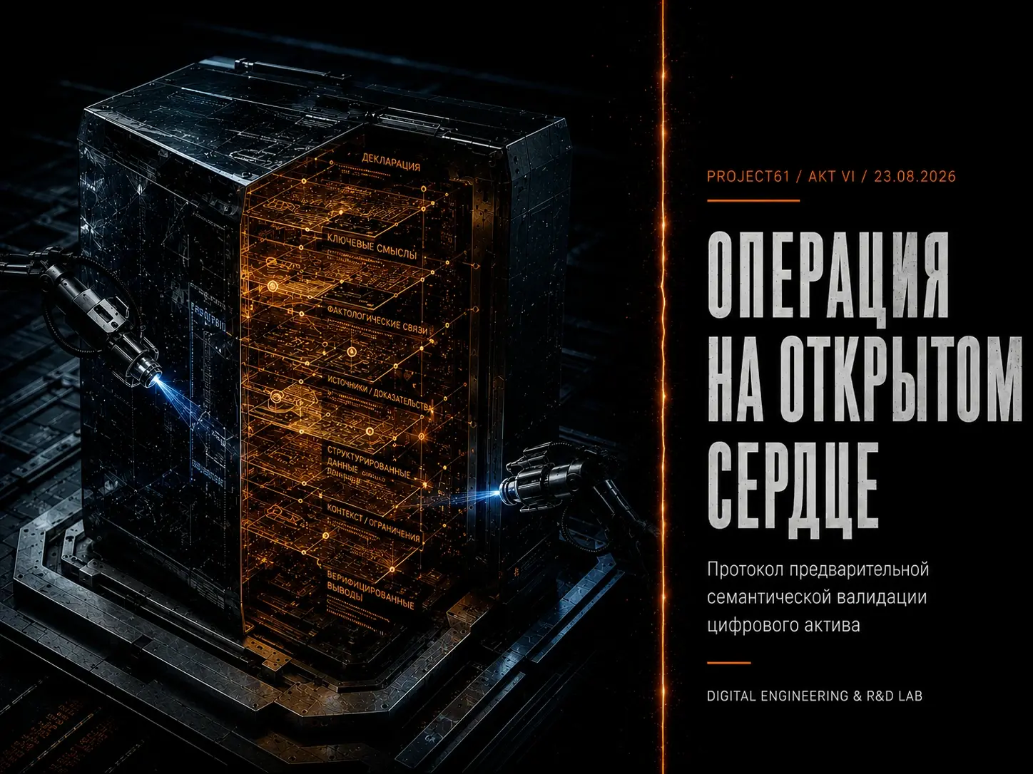 Обложка исследования Project61 Акт VI. Операция на открытом сердце о предварительной семантической валидации цифрового актива