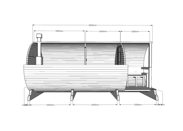 Схема бани бочки 5 метров