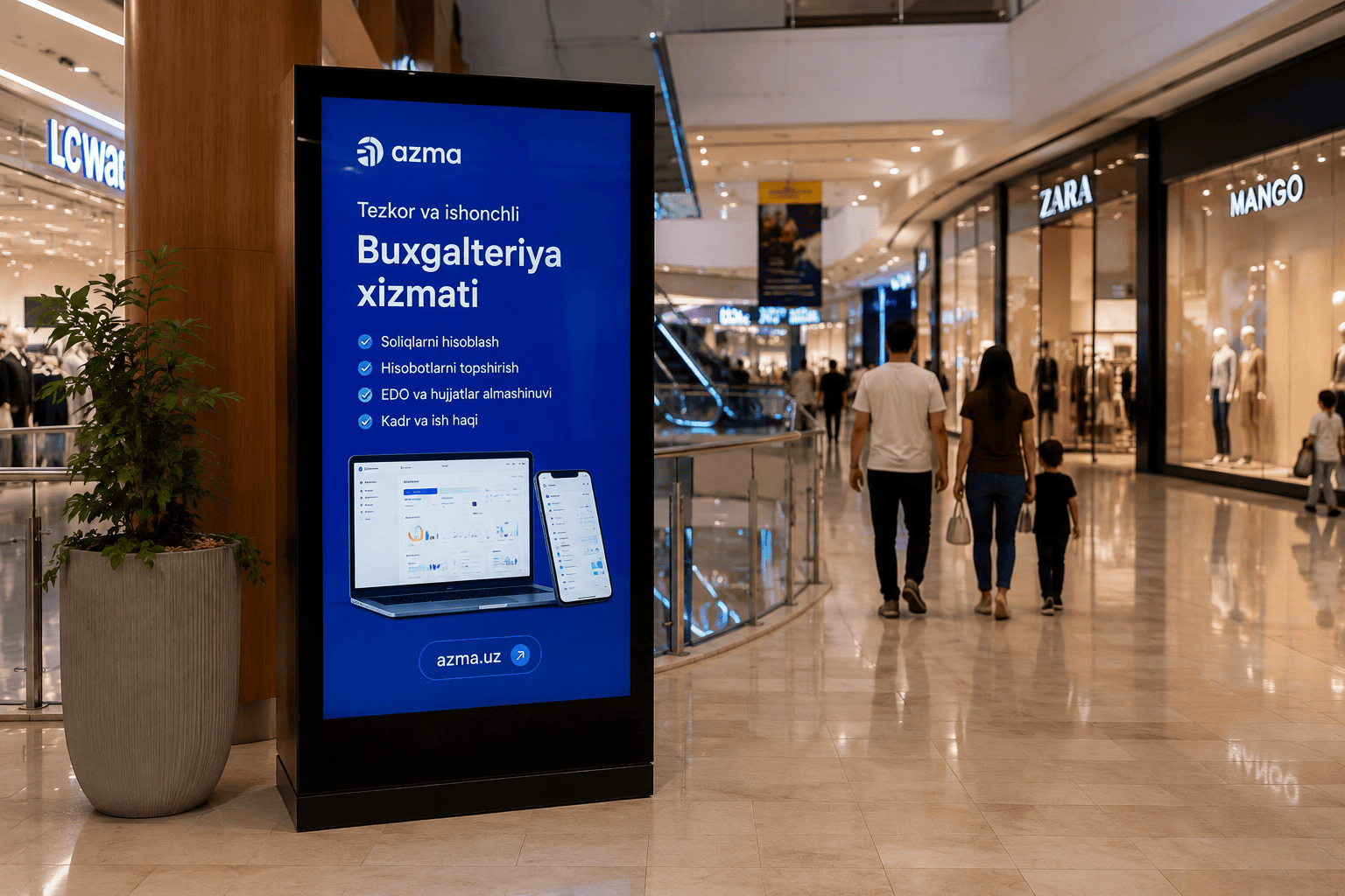 Реклама на мониторах в торговых центрах Ташкента: запуск Indoor-кампаний