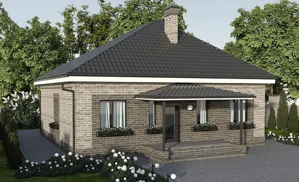Проект одноэтажного дома в европейском стиле с гаражом (B-97): изображение 1