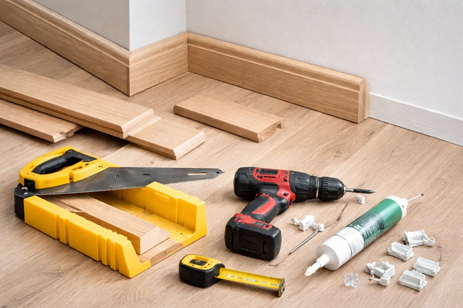 Монтаж плинтуса МДФ