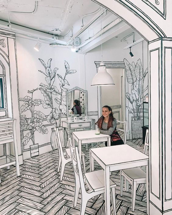 Уникальный интерьер 2D Cafe в Токио