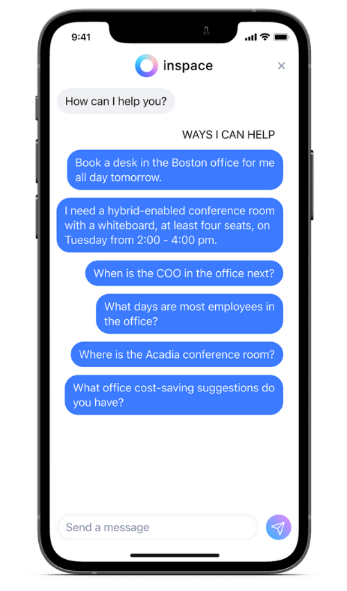 The inspace AI-driven workplace platform helps your team do a number of office operations tasks automatically