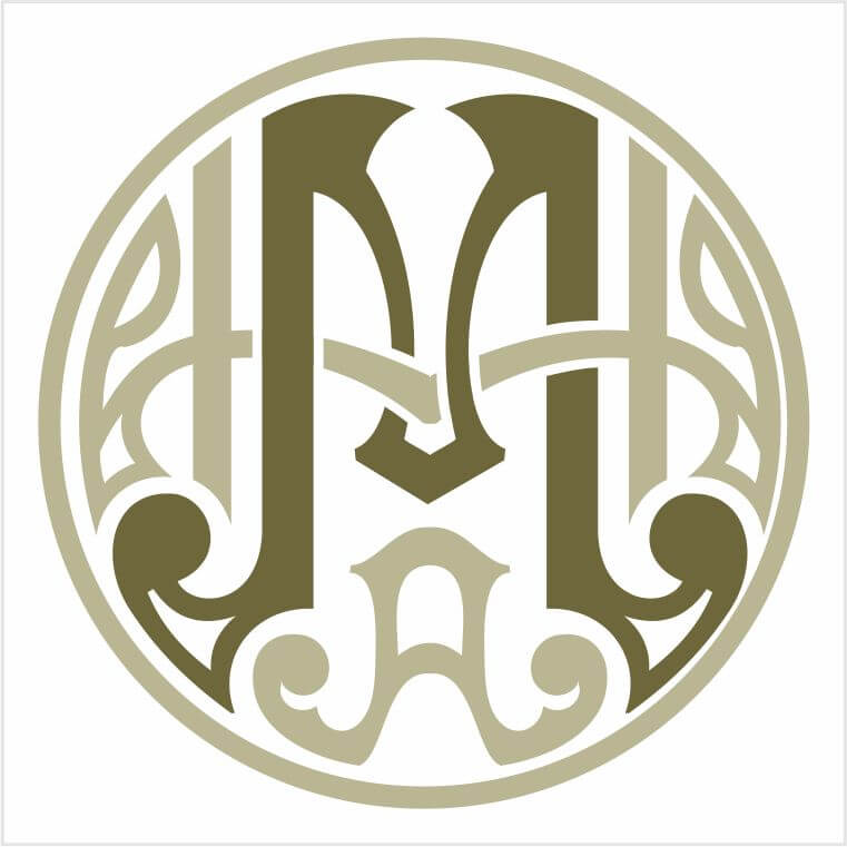 логотип для фирмы, маркировки, монограмма, стилизованные буквы МА